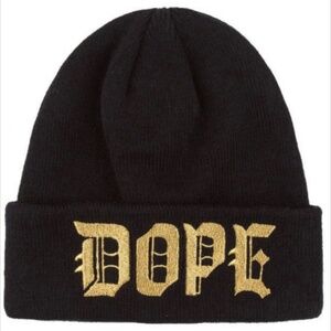 Dope Men Beanie Hat Embroider Black Gold  New With Tags